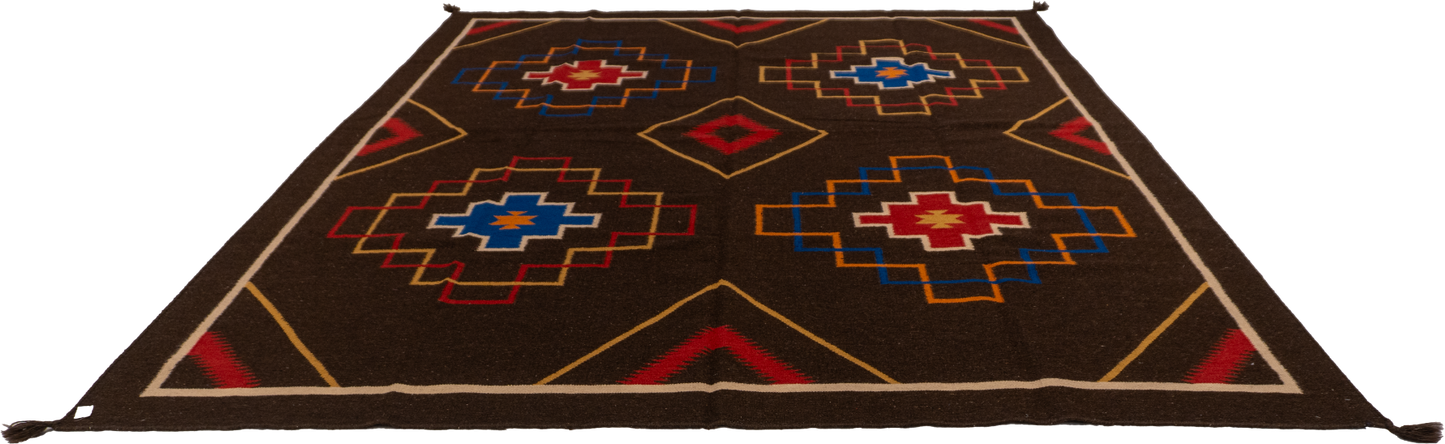 W 8 L 10 Navajo 100% Wool Hand-Woven Kilim Design - 63081