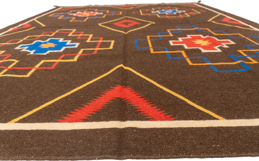 W 8 L 10 Navajo 100% Wool Hand-Woven Kilim Design - 63081