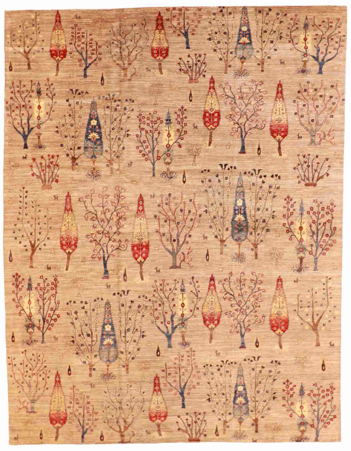 W 9.2 L 11.10 Tree Of Life 100% Wool Hand-Woven All-Over Design - 63123