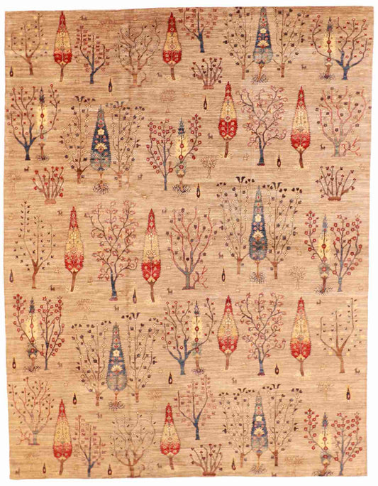 W 9.2 L 11.10 Tree Of Life 100% Wool Hand-Woven All-Over Design - 63123