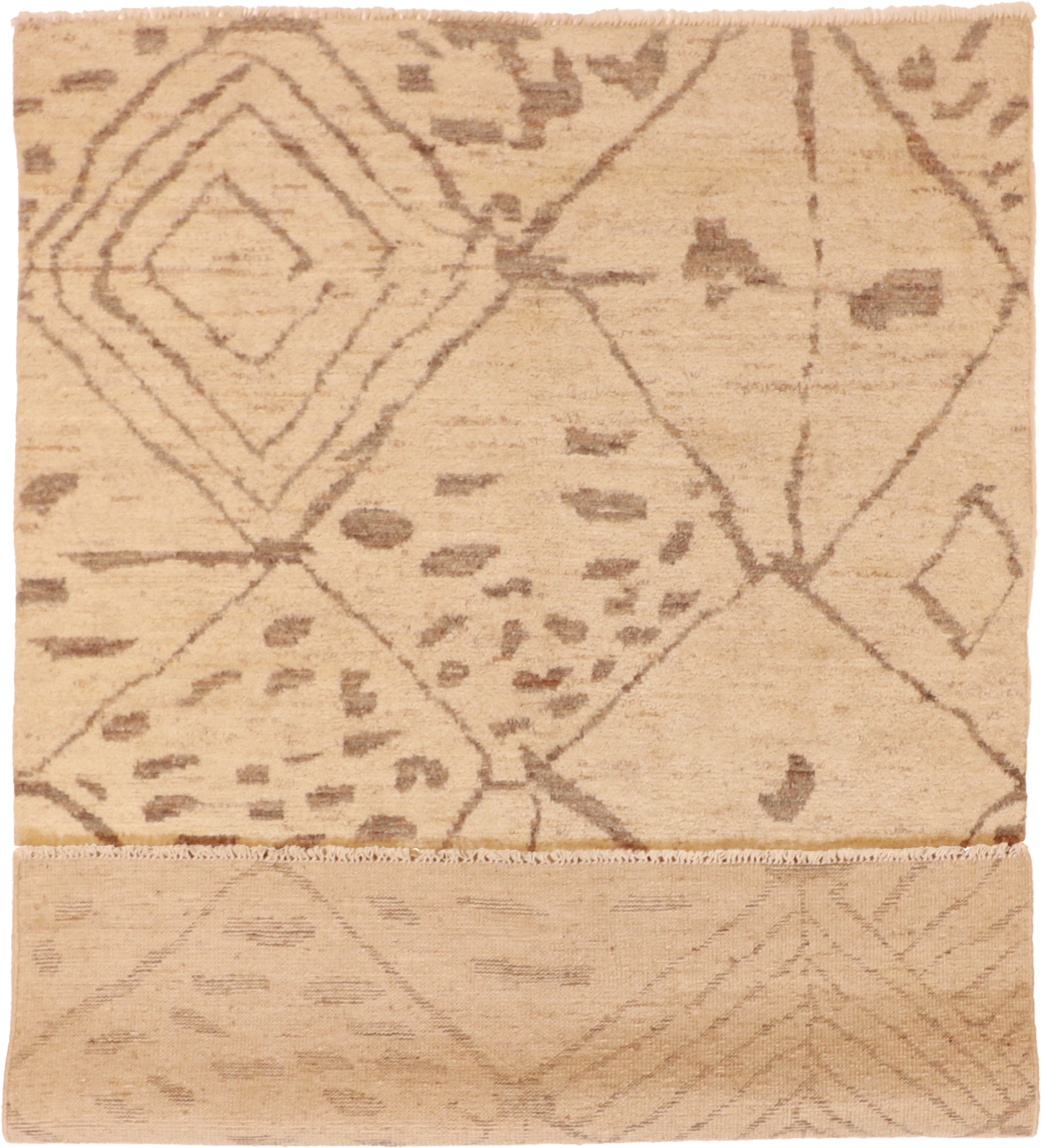 W 5 - L 7.2 - Moroccan Wool Contemporary Rectangle - Finest Hand-Knotted Quality Wool - 63149
