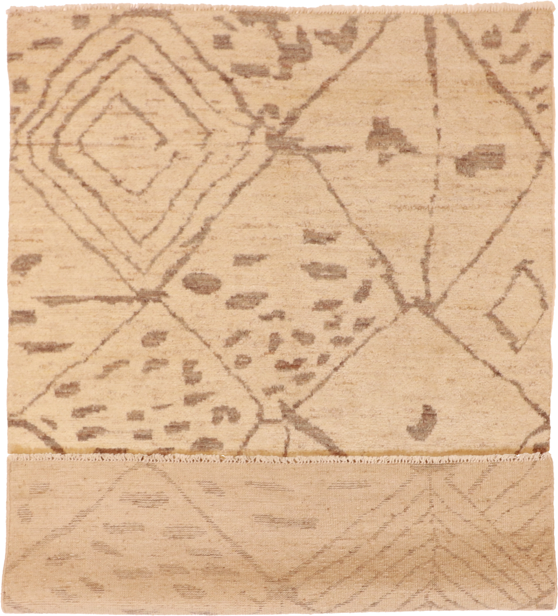 W 5 - L 7.2 - Moroccan Wool Contemporary Rectangle - Finest Hand-Knotted Quality Wool - 63149