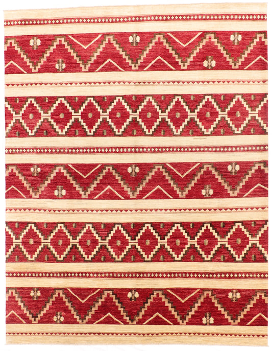 W 9 L 11 Mountain Modern 100% Wool Handmade All Over Geometric Design - 63175