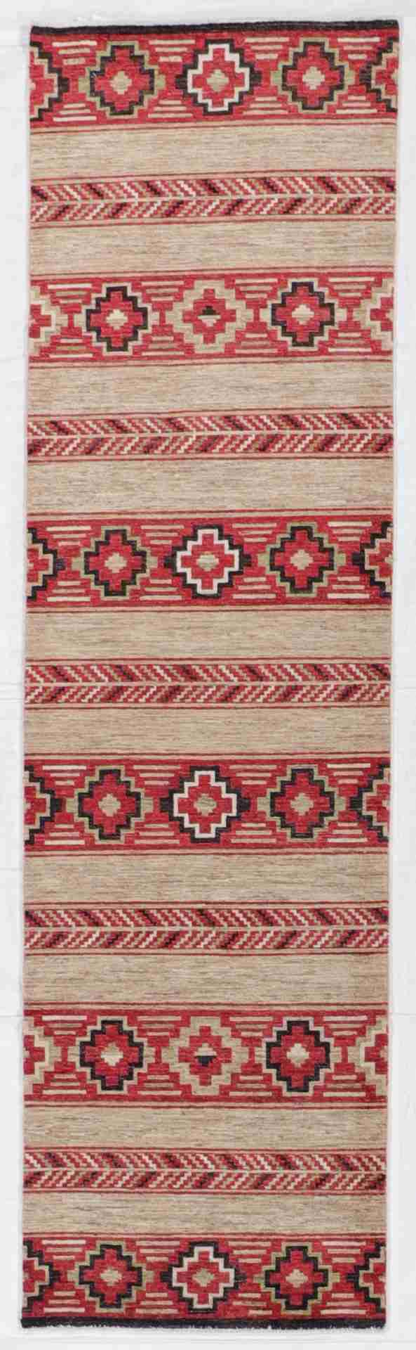 W 2.9 - L 9.9 - Mountain Modern Fine/Wool Geometric Rectangle - Finest Hand-Knotted Quality Wool - 63221