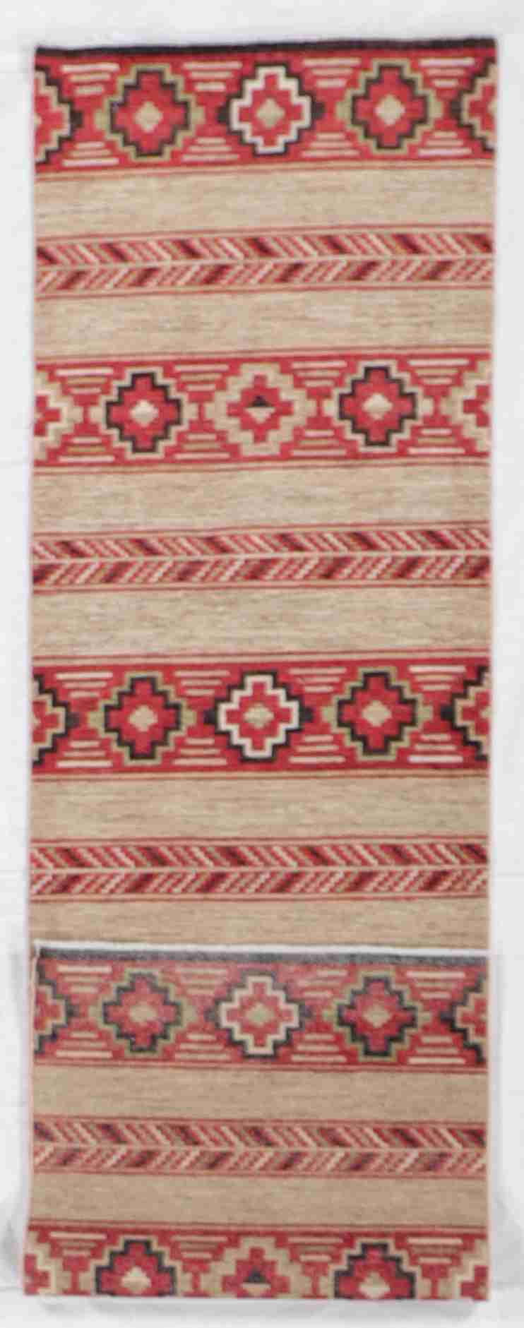 W 2.9 - L 9.9 - Mountain Modern Fine/Wool Geometric Rectangle - Finest Hand-Knotted Quality Wool - 63221