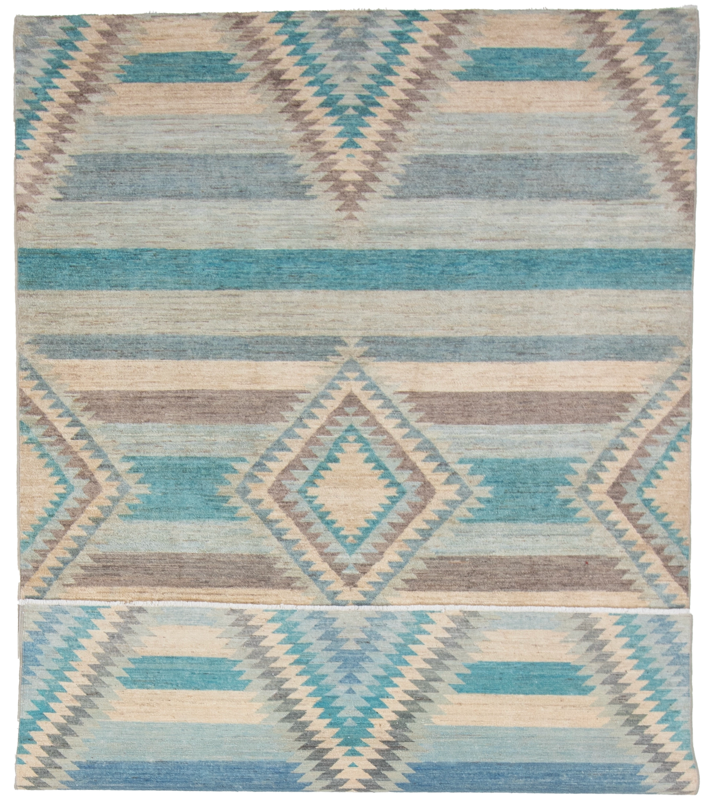 W 6.1 L 8.10 Mountain Modern 100% Wool Hand-Woven Geometric Design - 63228