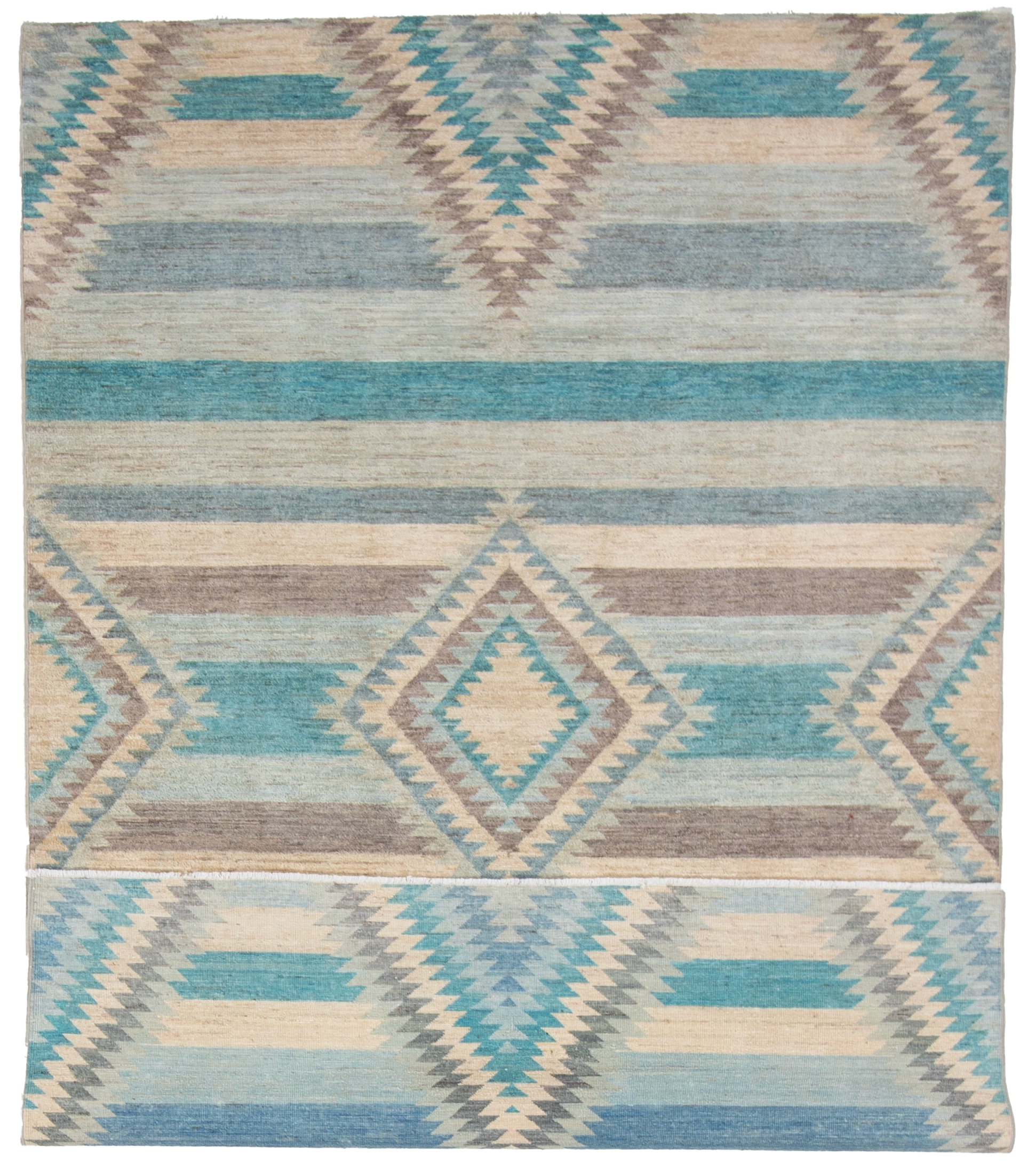 W 6.1 L 8.10 Mountain Modern 100% Wool Hand-Woven Geometric Design - 63228