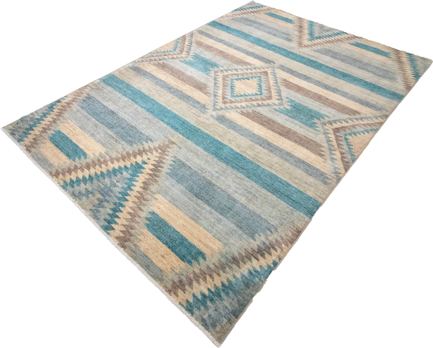 W 6.1 L 8.10 Mountain Modern 100% Wool Hand-Woven Geometric Design - 63228