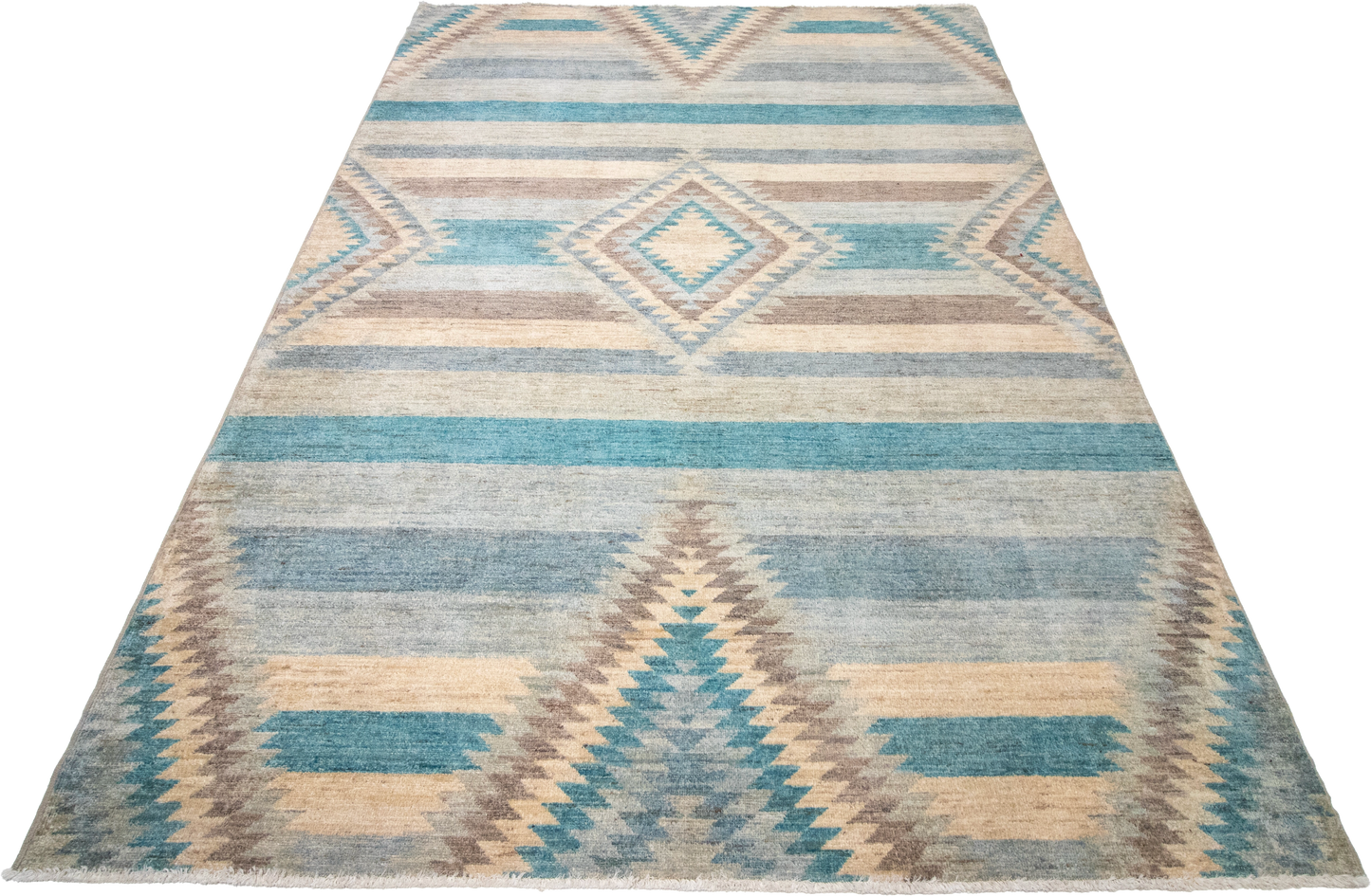 W 6.1 L 8.10 Mountain Modern 100% Wool Hand-Woven Geometric Design - 63228