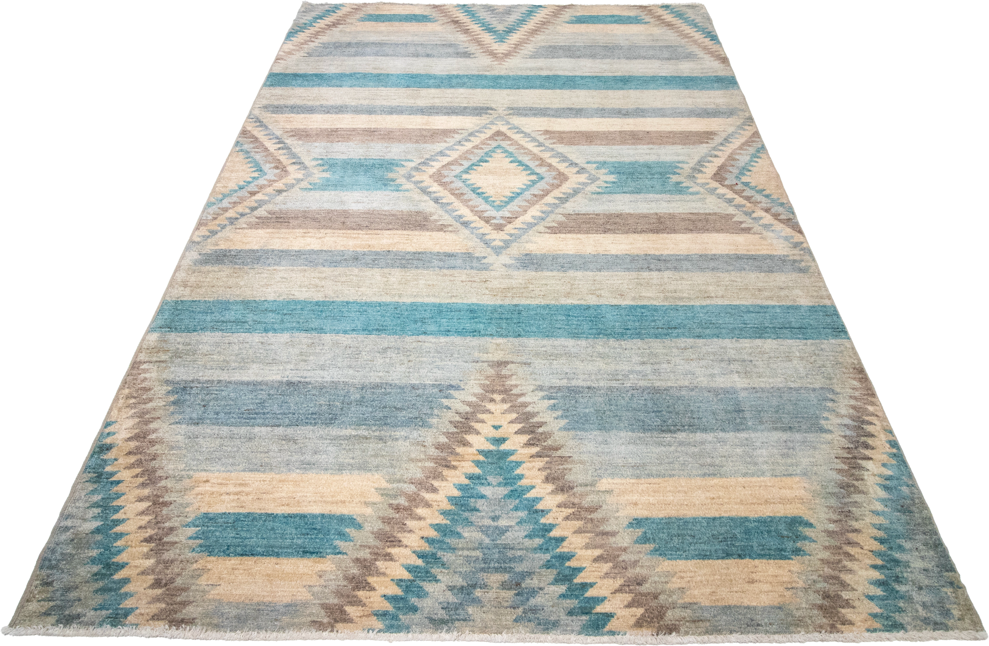 W 6.1 L 8.10 Mountain Modern 100% Wool Hand-Woven Geometric Design - 63228