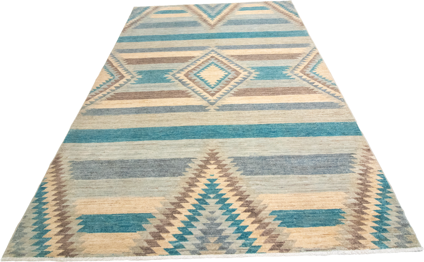 W 6.1 L 8.10 Mountain Modern 100% Wool Hand-Woven Geometric Design - 63228