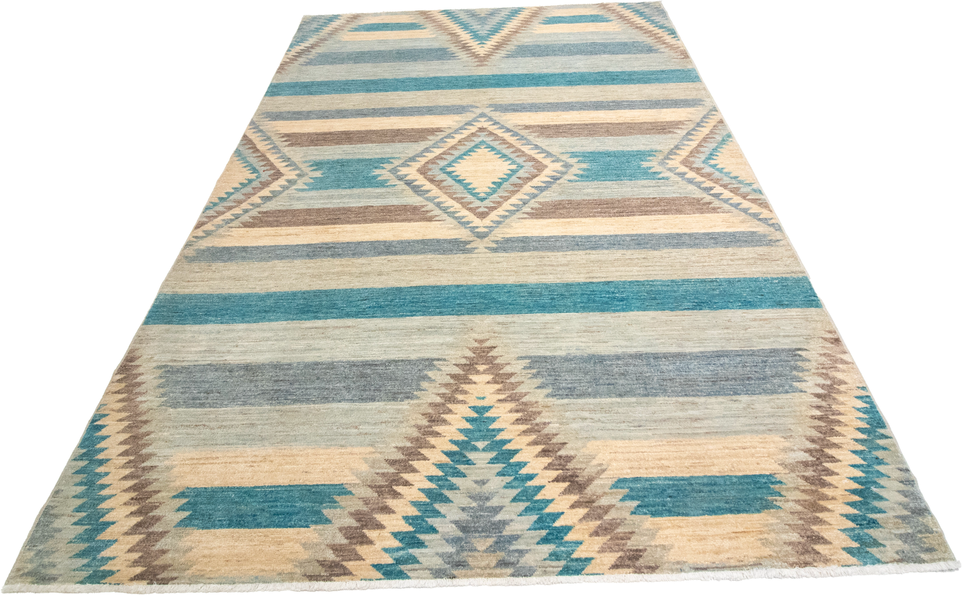 W 6.1 L 8.10 Mountain Modern 100% Wool Hand-Woven Geometric Design - 63228