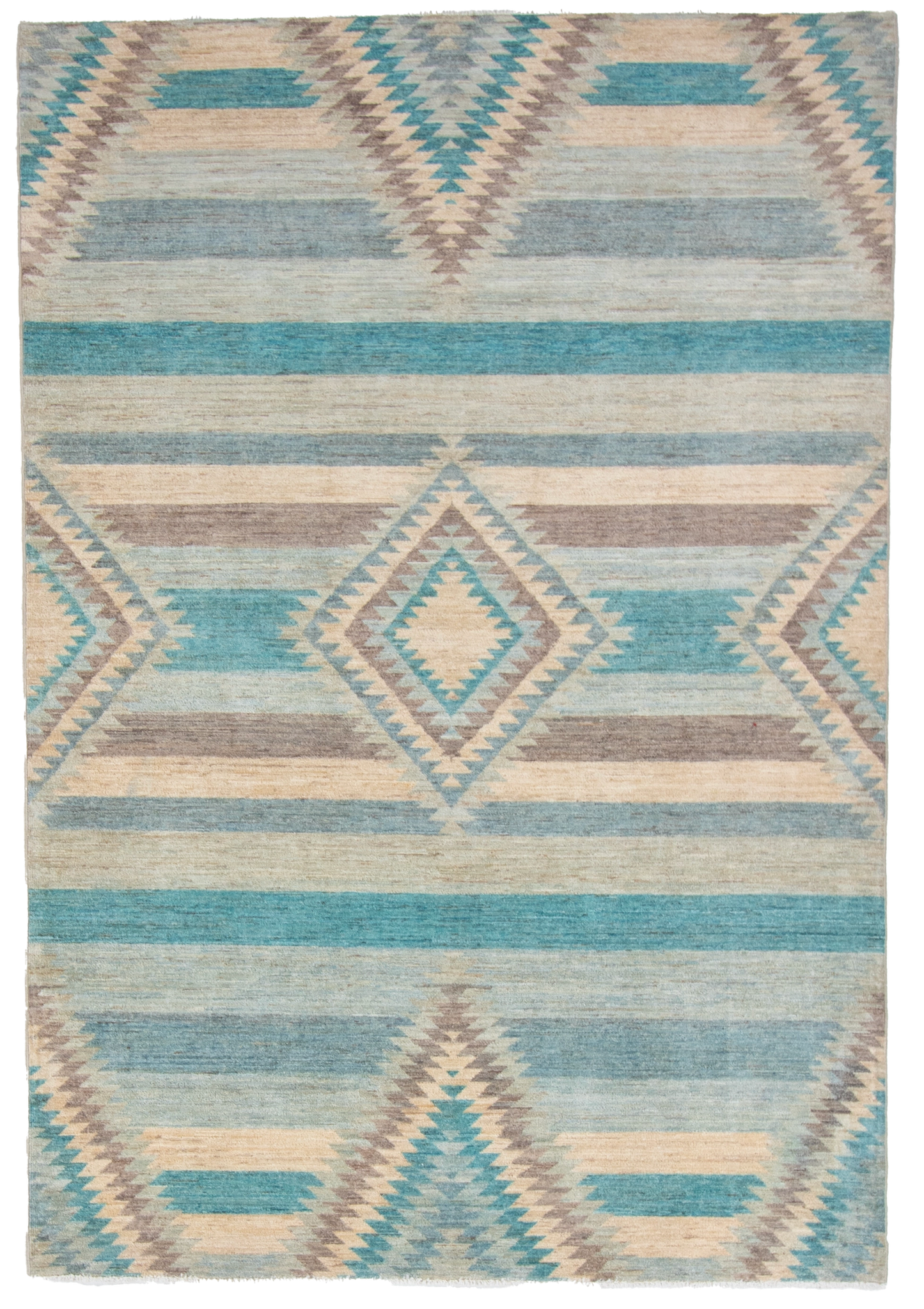 W 6.1 L 8.10 Mountain Modern 100% Wool Hand-Woven Geometric Design - 63228