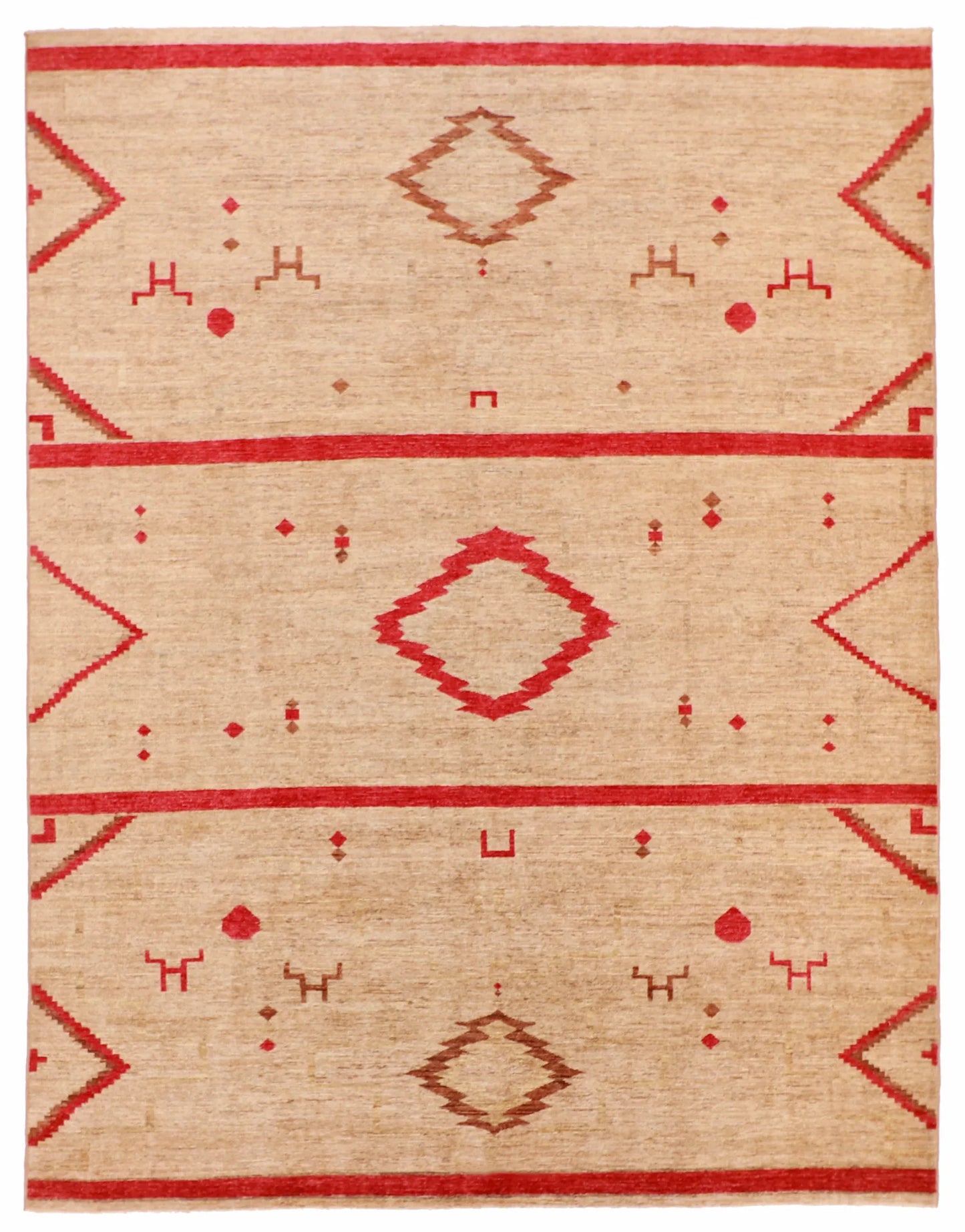 W 9.2 - L 12.1 - Western Wool Mountian Modern Rectangle - Hand Woven Rug - 63240