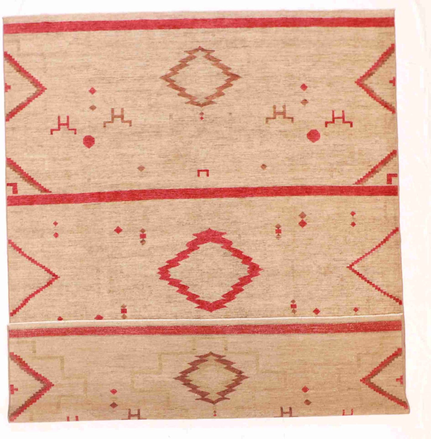 W 9.2 - L 12.1 - Western Wool Mountian Modern Rectangle - Hand Woven Rug - 63240