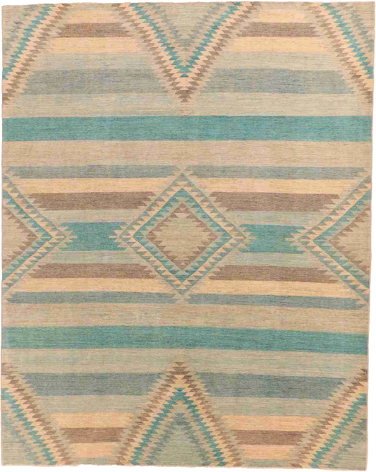 W 9.3 L 11.7  Mountain Modern 100% Wool Hand-Woven All-Over Design - 63241