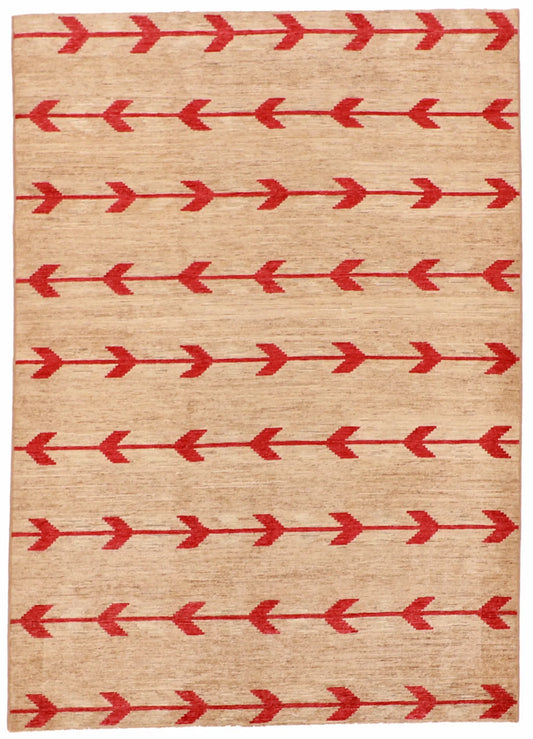 6.2 x 8.9 - Mountain Modern Wool Western Rectangle - Finest Hand-Knotted Quality Wool — 63245