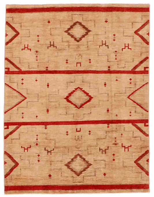 5 x 6.6 - Mountain Modern Wool Western Rectangle - Finest Hand-Knotted Quality Wool — 63258