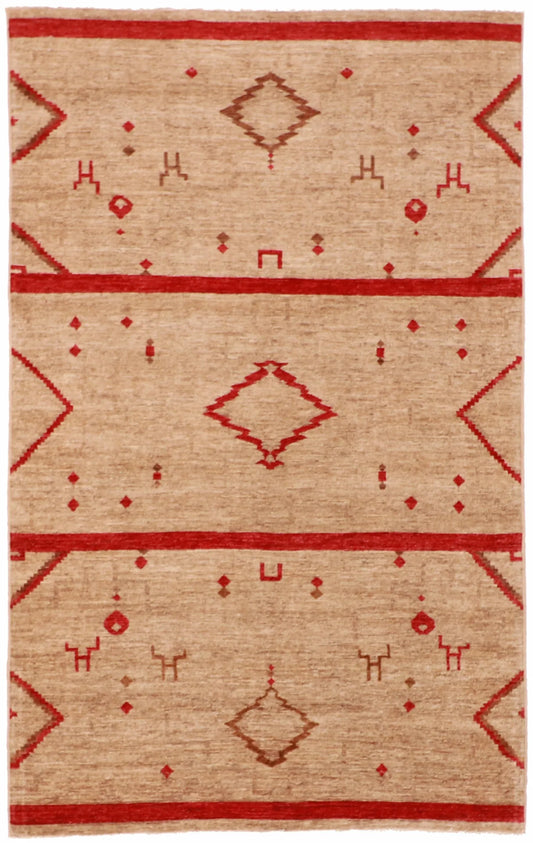 5.8 x 9 - Mountain Modern Wool Western Rectangle - Finest Hand-Knotted Quality Wool — 63259