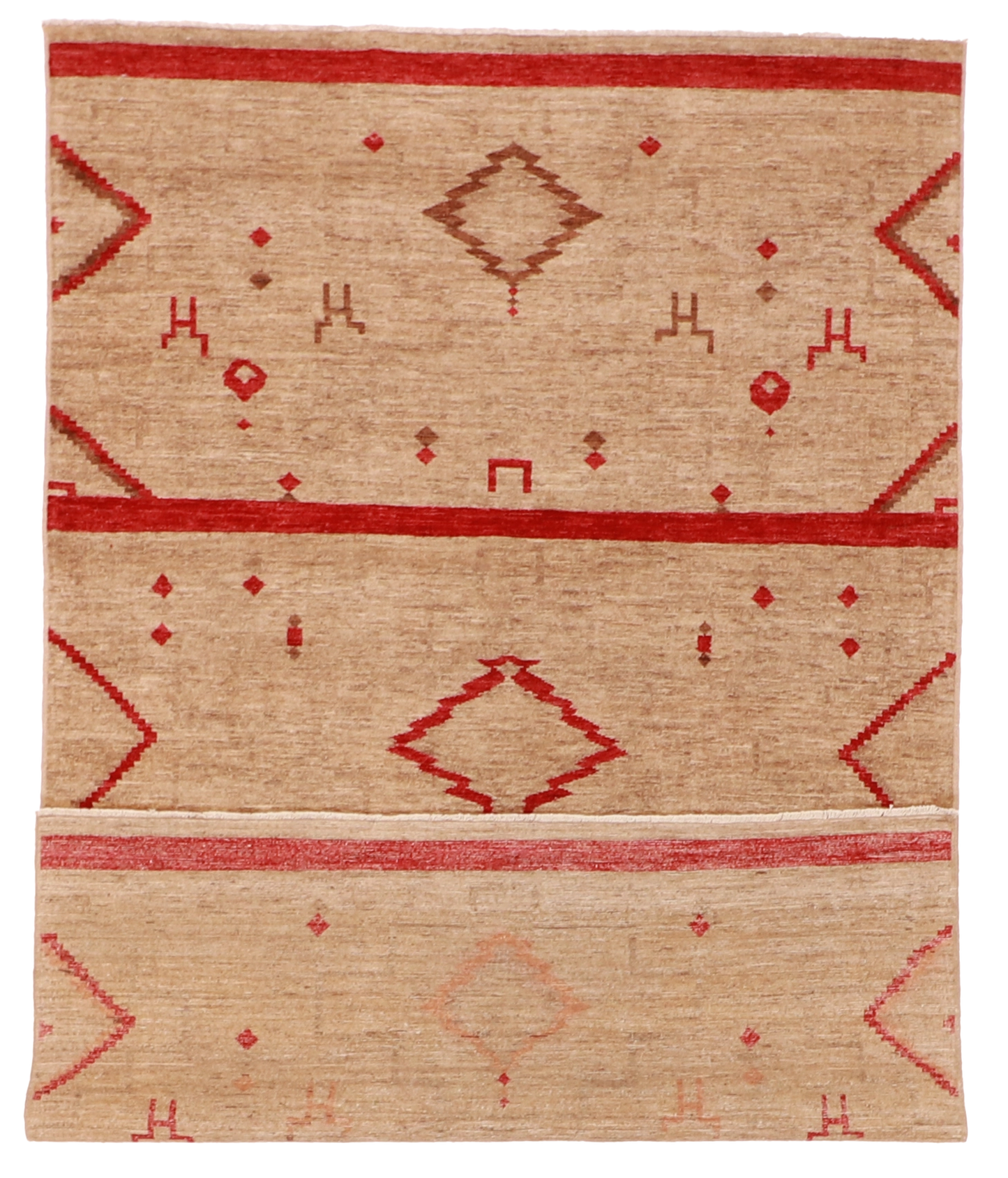 W 5.8 L 9 Mountain Modern 100% Wool Hand-Woven Geometric Design - 63259