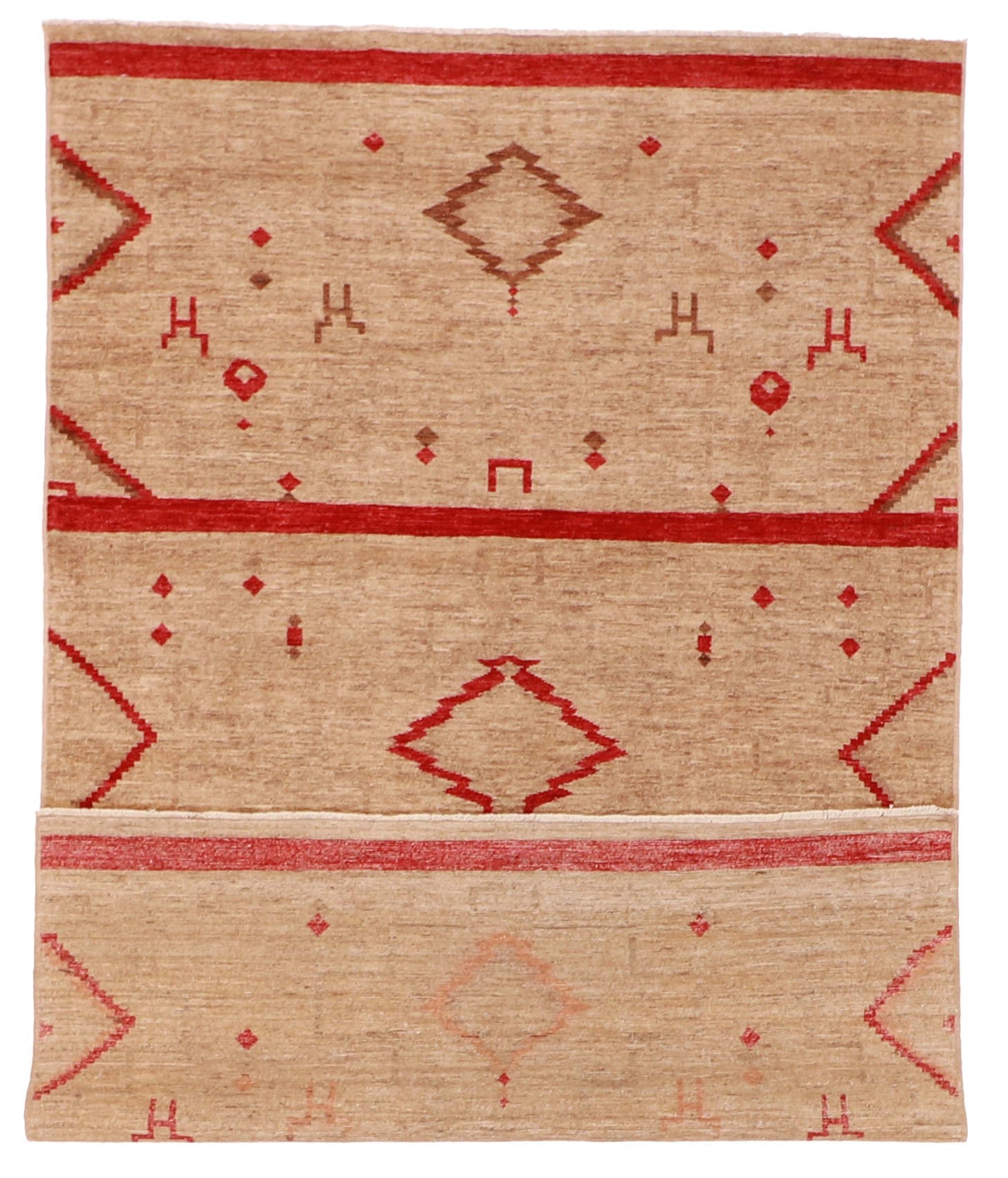 W 5.8 L 9 Mountain Modern 100% Wool Hand-Woven Geometric Design - 63259