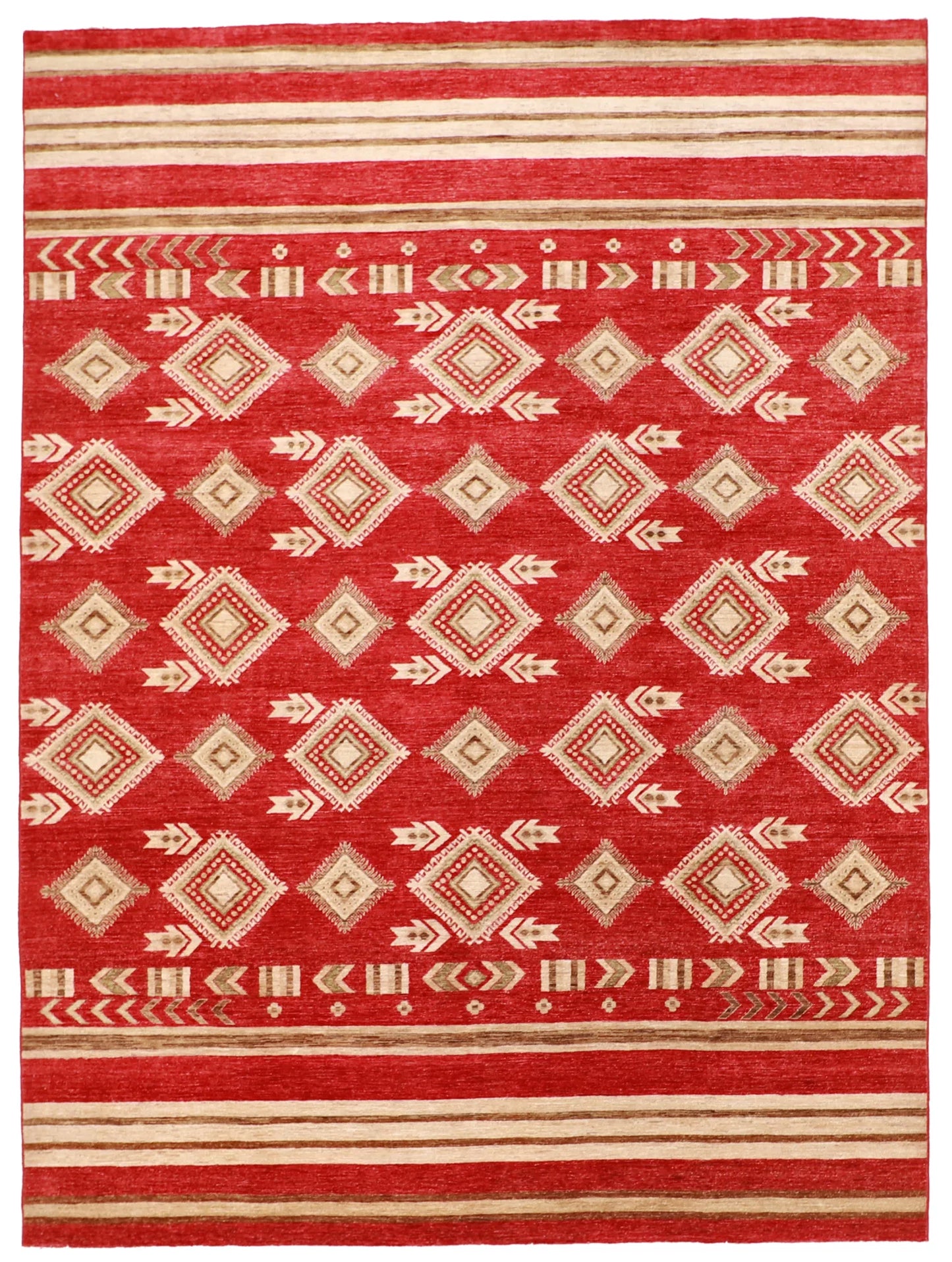 W 8.11 L 12 Mountain Modern 100% Wool Hand-Woven All-Over Design - 63261