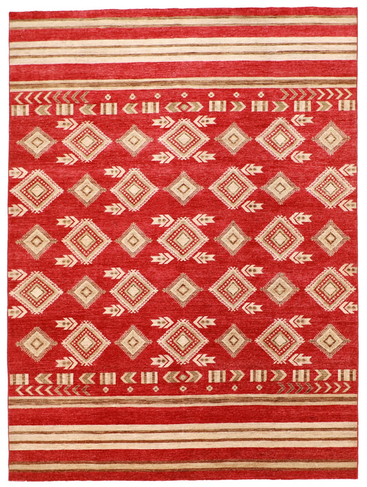 W 8.11 L 12 Mountain Modern 100% Wool Hand-Woven All-Over Design - 63261