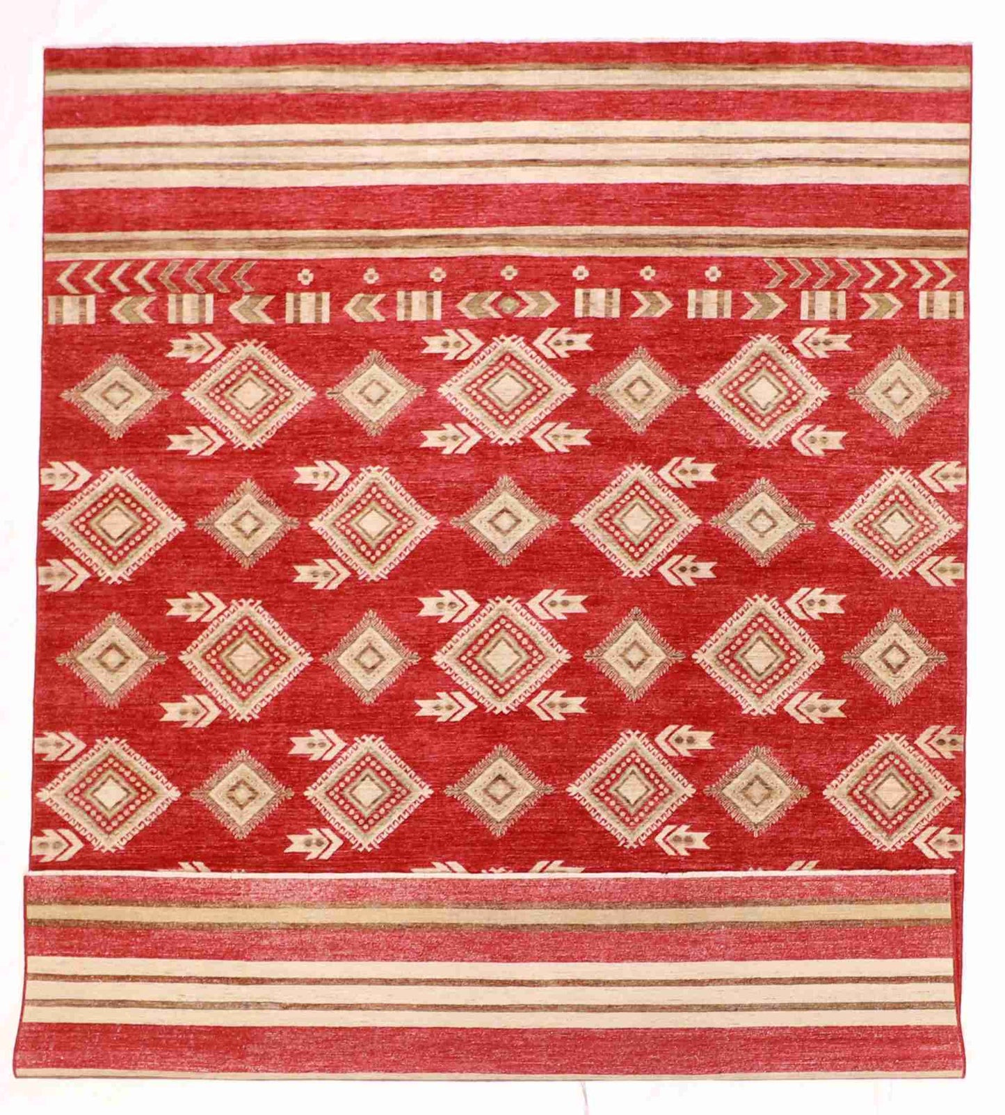 W 8.11 L 12 Mountain Modern 100% Wool Hand-Woven All-Over Design - 63261