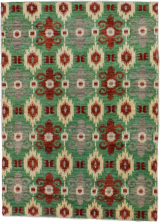 W 5.2 L 7.2 Modern 100% Wool Hand-Woven All-Over Design - 63268