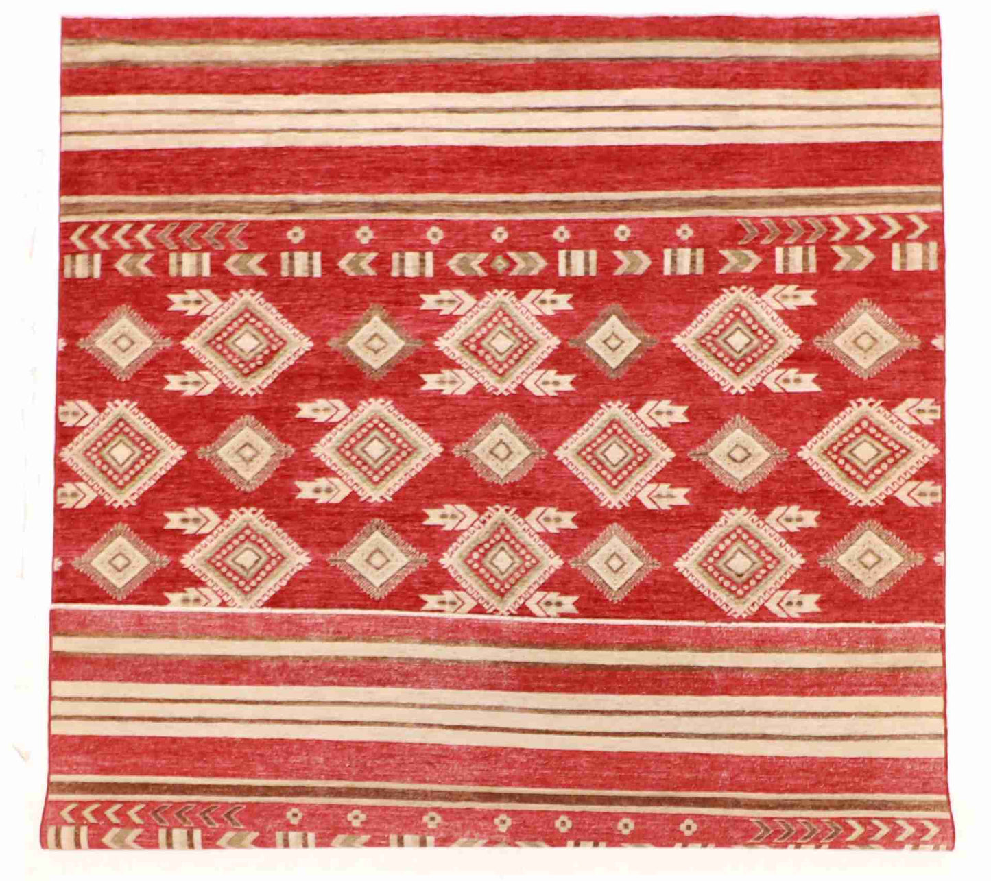 W 8.2 - L 10.1 - Mountain Modern Wool Western Rectangle - Finest Hand-Knotted Quality Wool - 63272