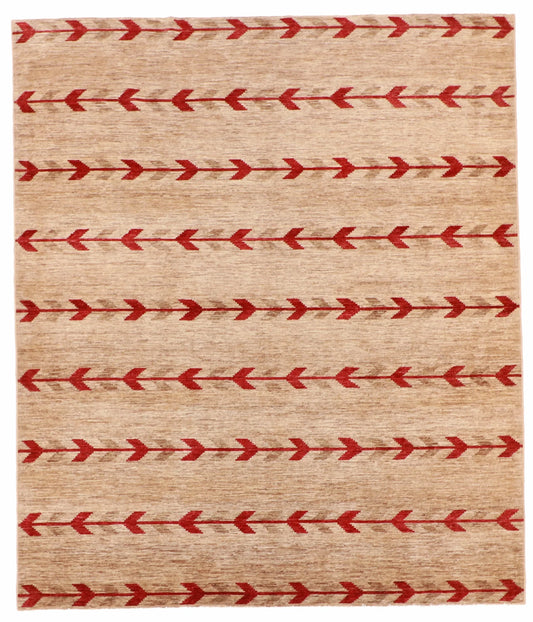 W 8.2 L 9.9 Mountain Modern 100% Wool Hand-Woven All-Over Design - 63279