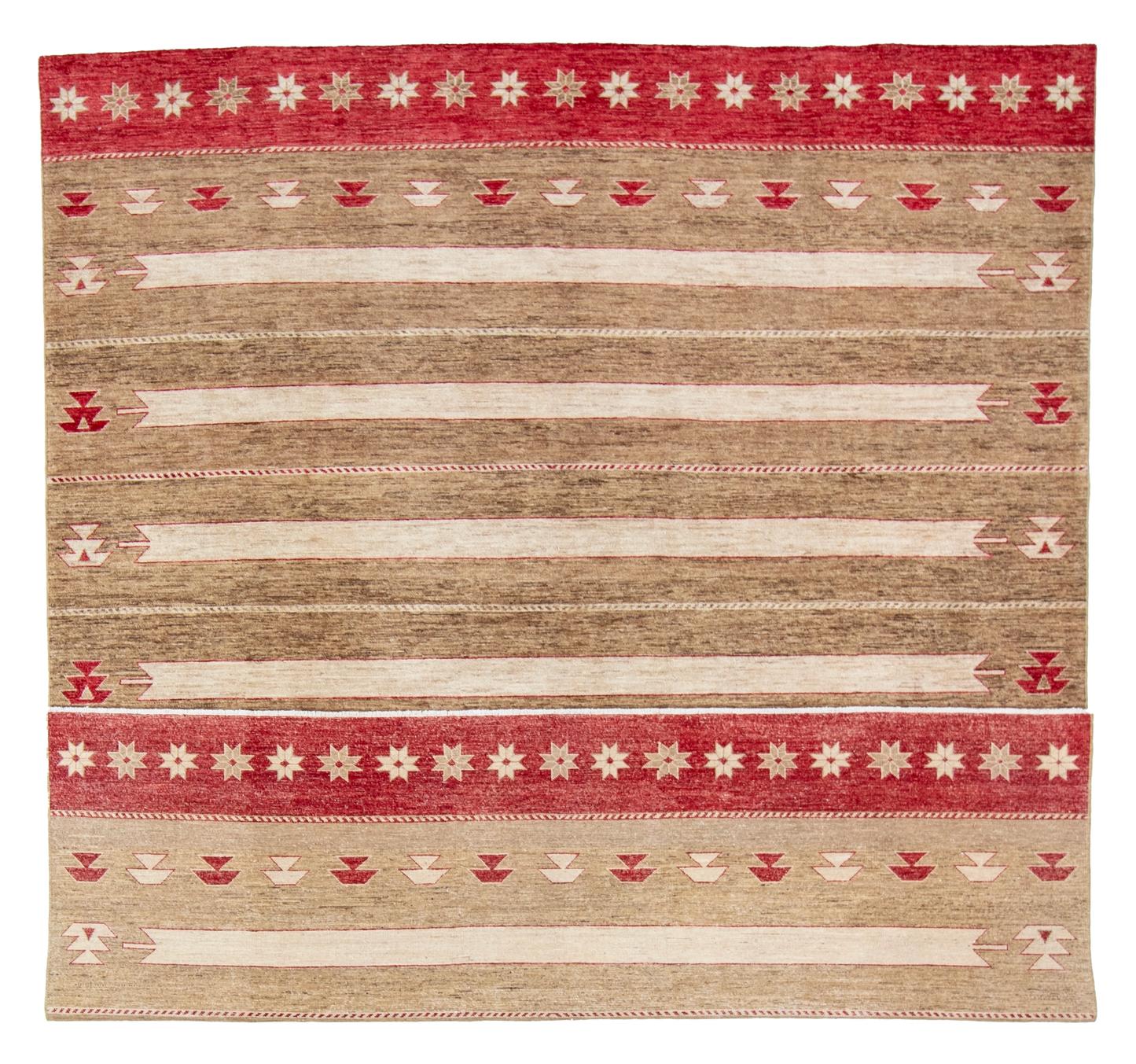W 8.2 L 10.1 Mountain Modern 100% Wool Hand-Woven All-Over Design - 63280