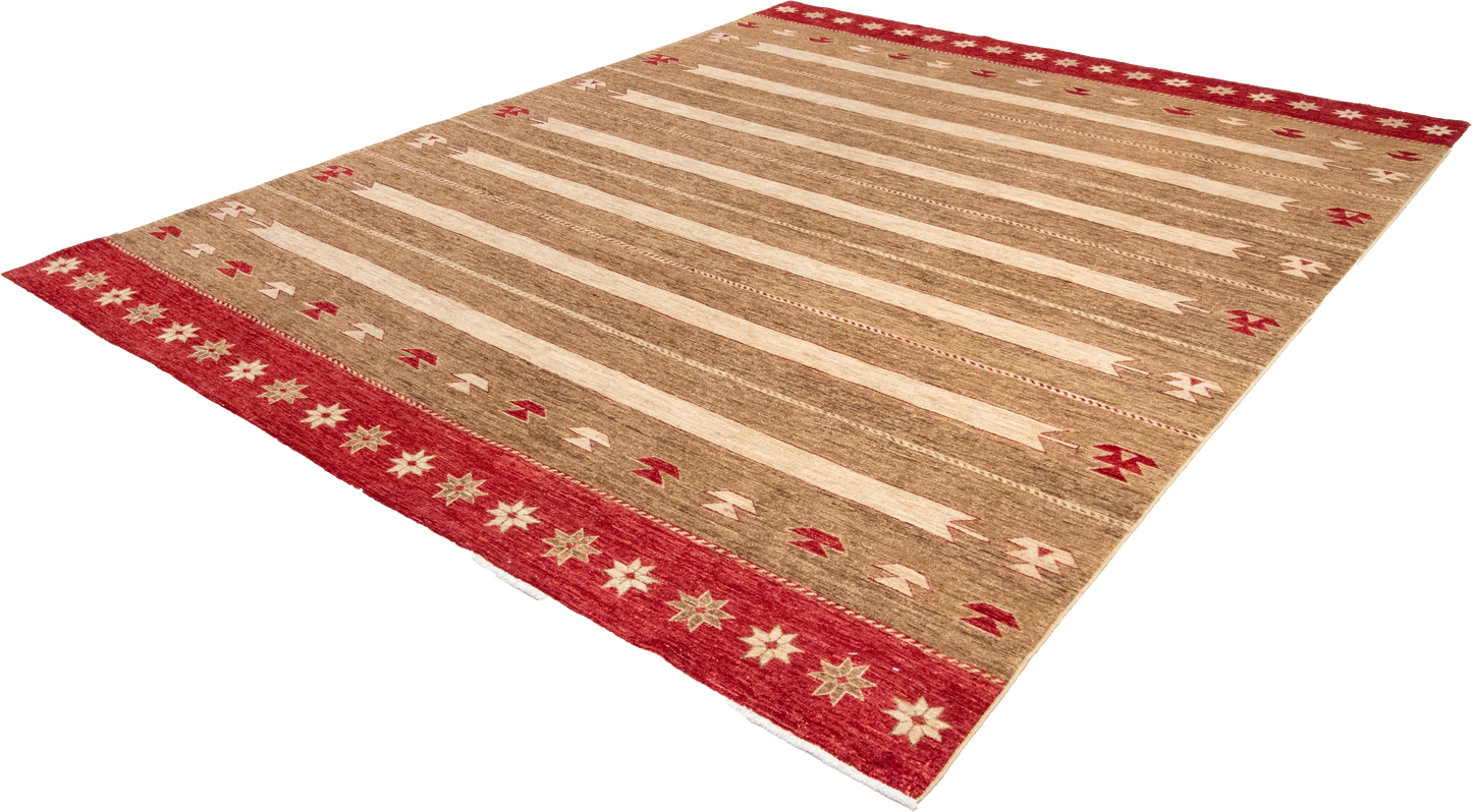W 8.2 L 10.1 Mountain Modern 100% Wool Hand-Woven All-Over Design - 63280