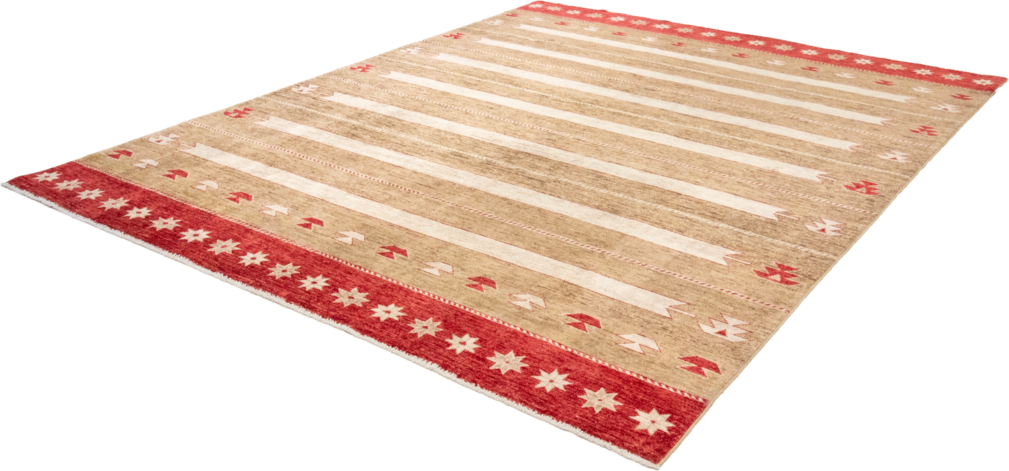 W 8.2 L 10.1 Mountain Modern 100% Wool Hand-Woven All-Over Design - 63280