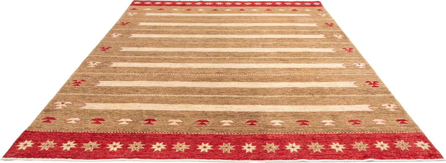 W 8.2 L 10.1 Mountain Modern 100% Wool Hand-Woven All-Over Design - 63280