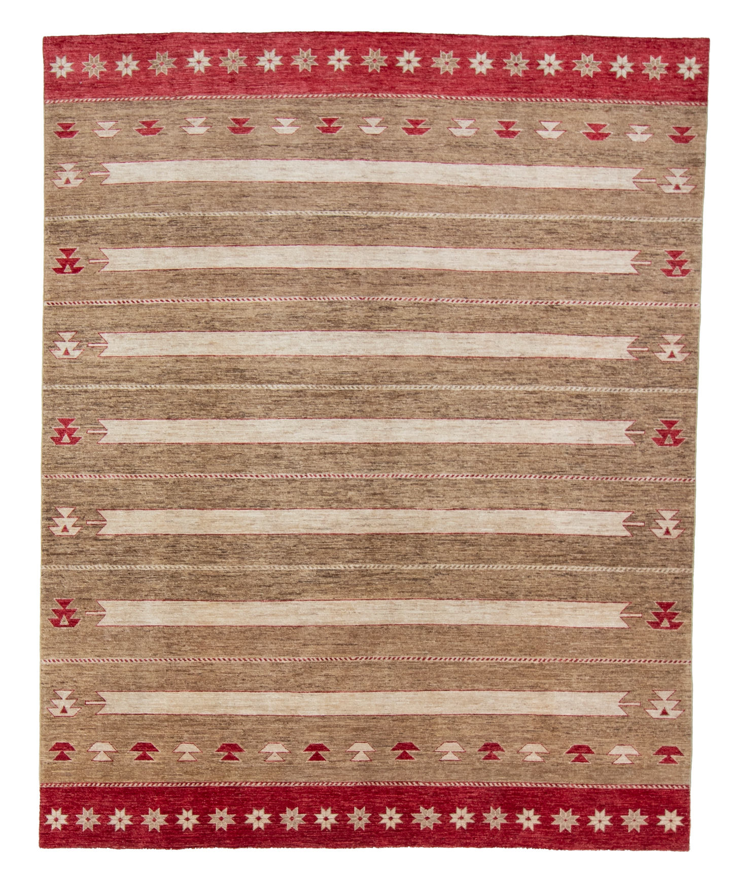 W 8.2 L 10.1 Mountain Modern 100% Wool Hand-Woven All-Over Design - 63280