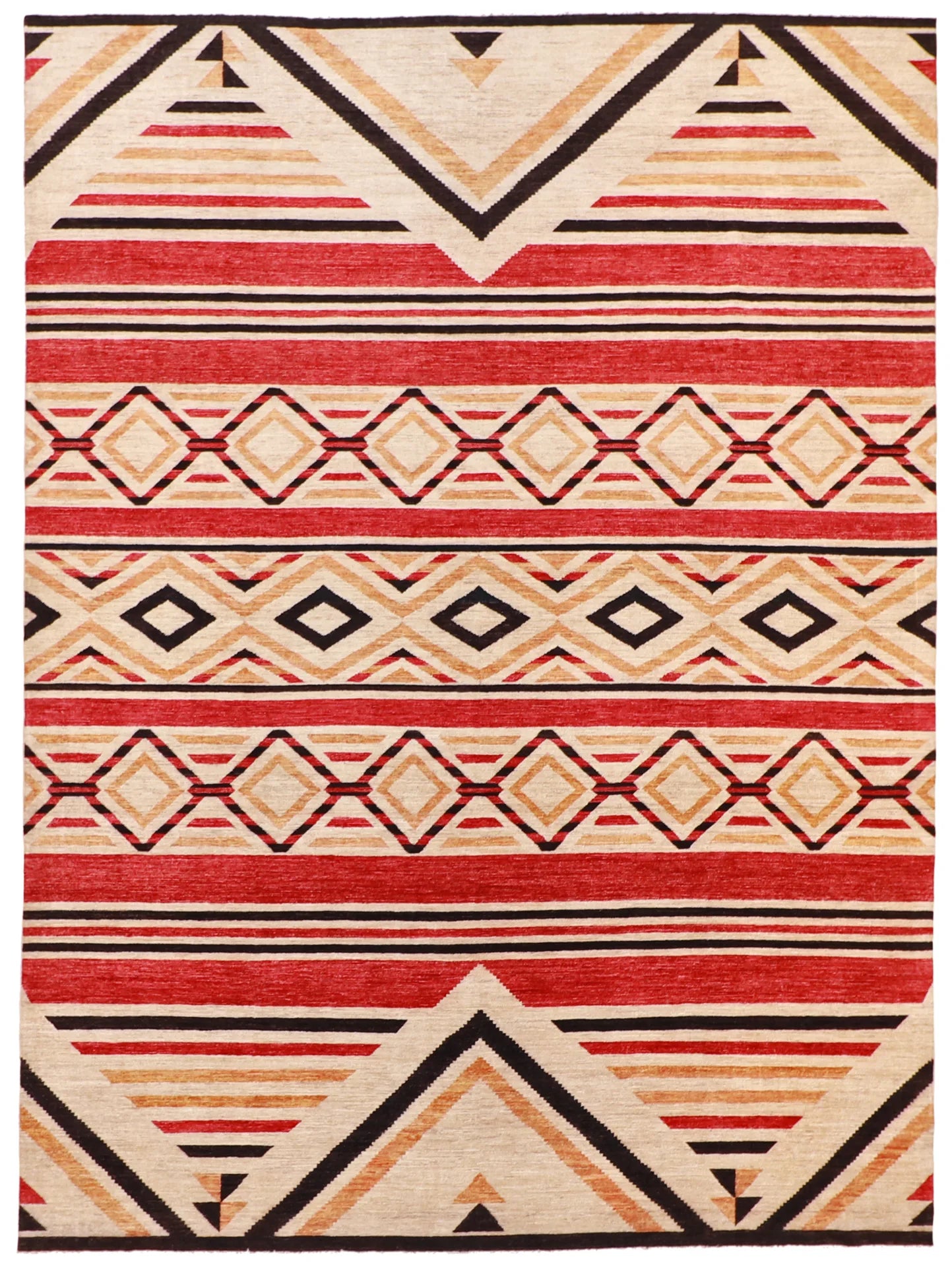W 9 - L 12.2 - Mountain Modern Wool Western Rectangle - Hand Woven Rug - 63288