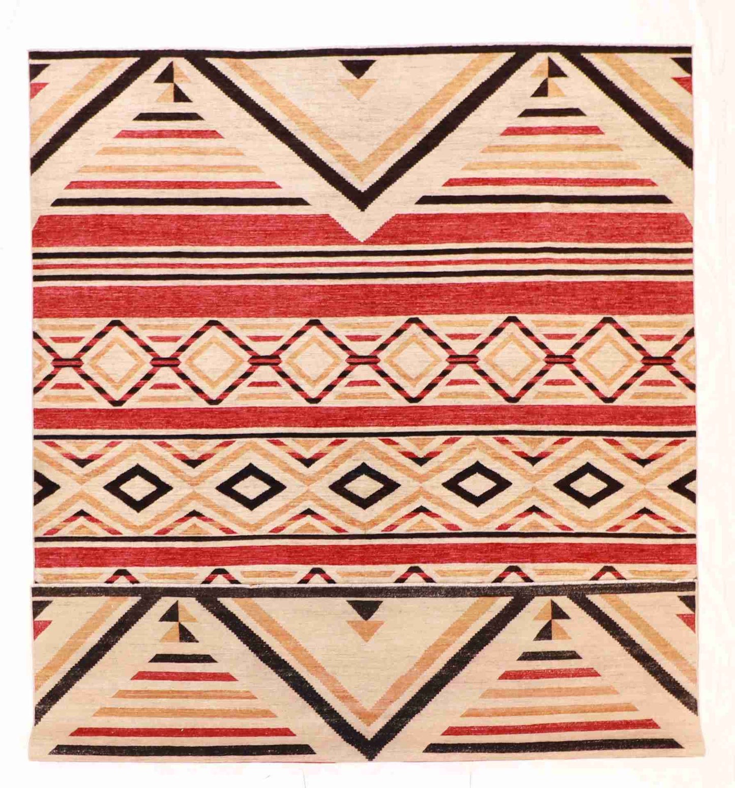 W 9 - L 12.2 - Mountain Modern Wool Western Rectangle - Hand Woven Rug - 63288