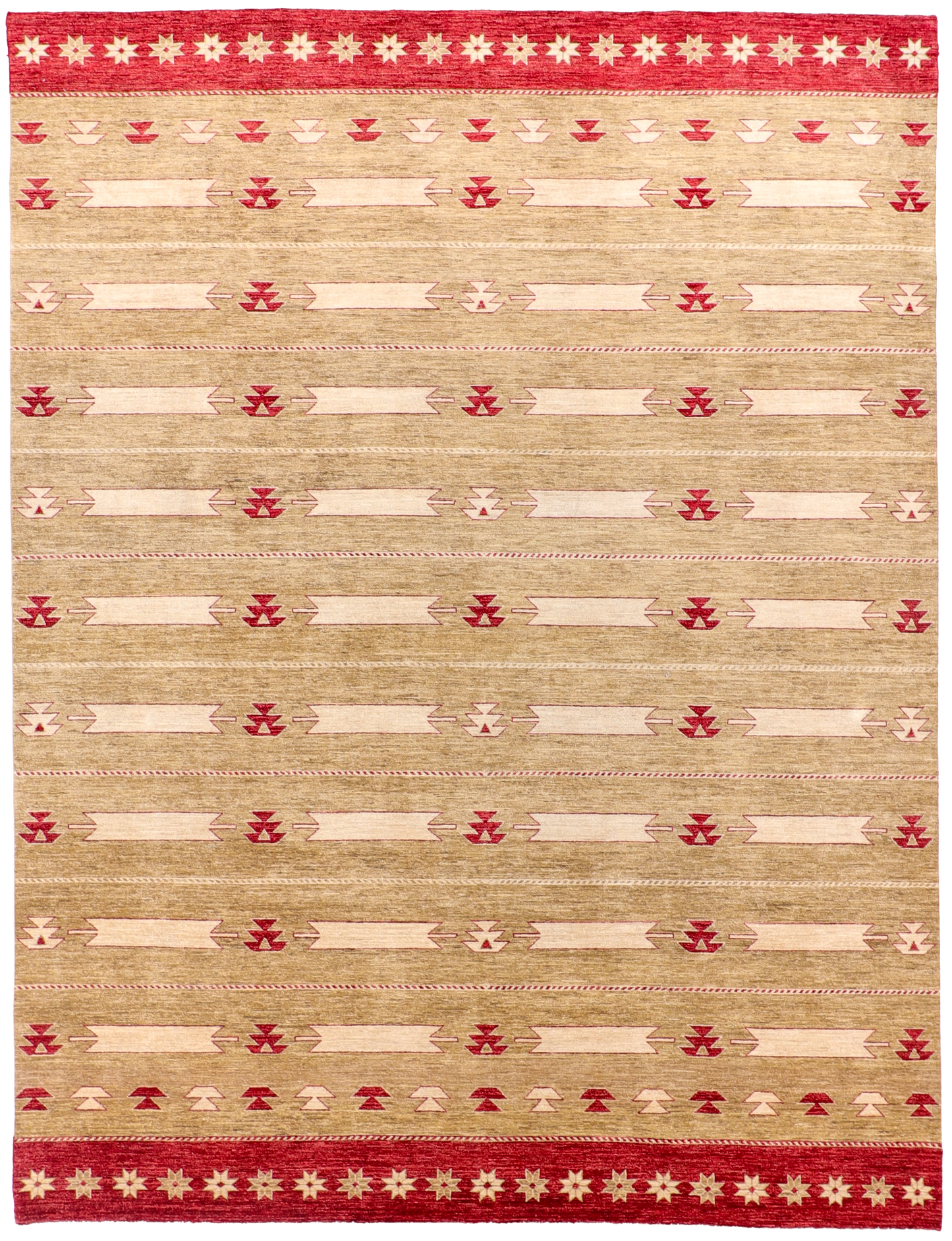 W 9.1 - L 11.10 - Western Wool Mountian Modern Rectangle - Hand Woven Rug - 63295