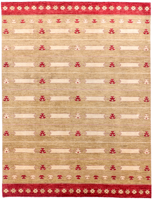 W 9.1 - L 11.10 - Western Wool Mountian Modern Rectangle - Hand Woven Rug - 63295
