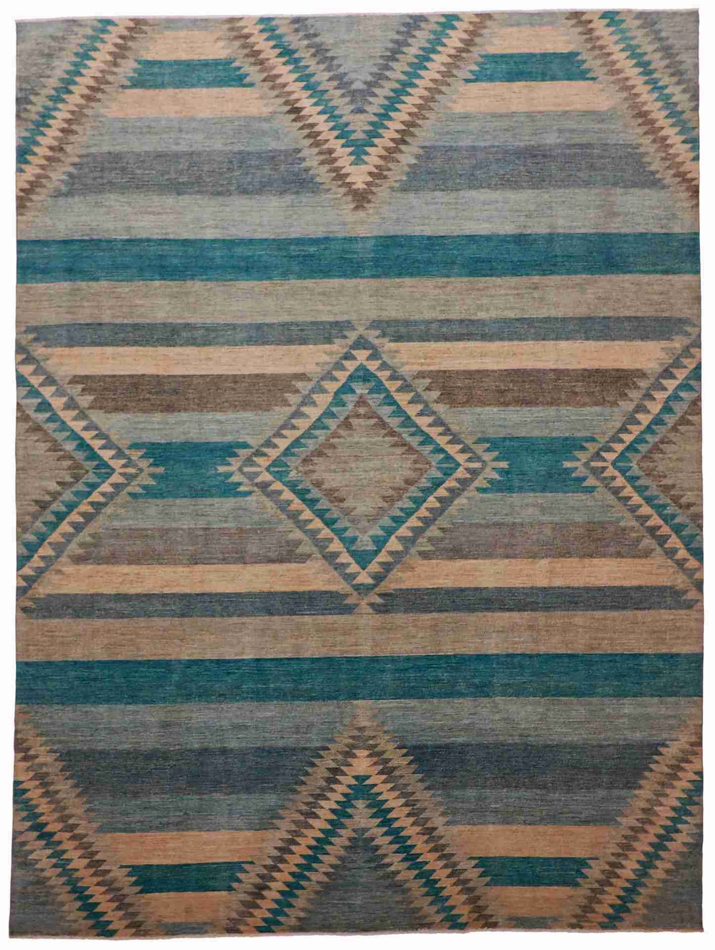 W 8.9 L 11.1 Mountain Modern 100% Wool Hand-Woven All-Over Design - 63298