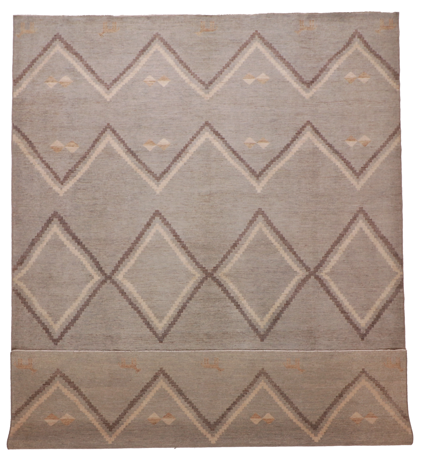 W 10.1 L 13.8 Mountain Modern 100% Wool Hand-Woven Geometric Design - 63299