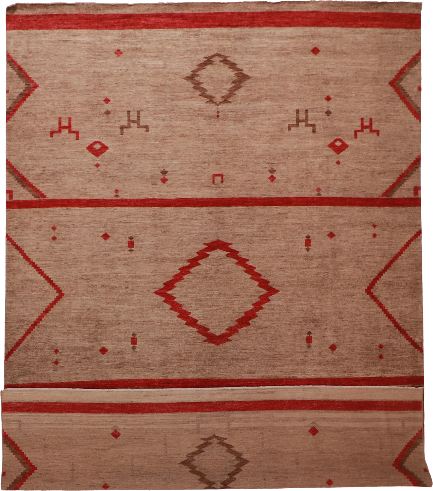 W 9.9 L 13.9 Mountain Modern 100% Wool Hand-Woven Geometric Design - 63301