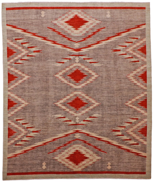 8.1 x 9.6 - Mountain Modern Wool Western Rectangle - Finest Hand-Knotted Quality Wool — 63302
