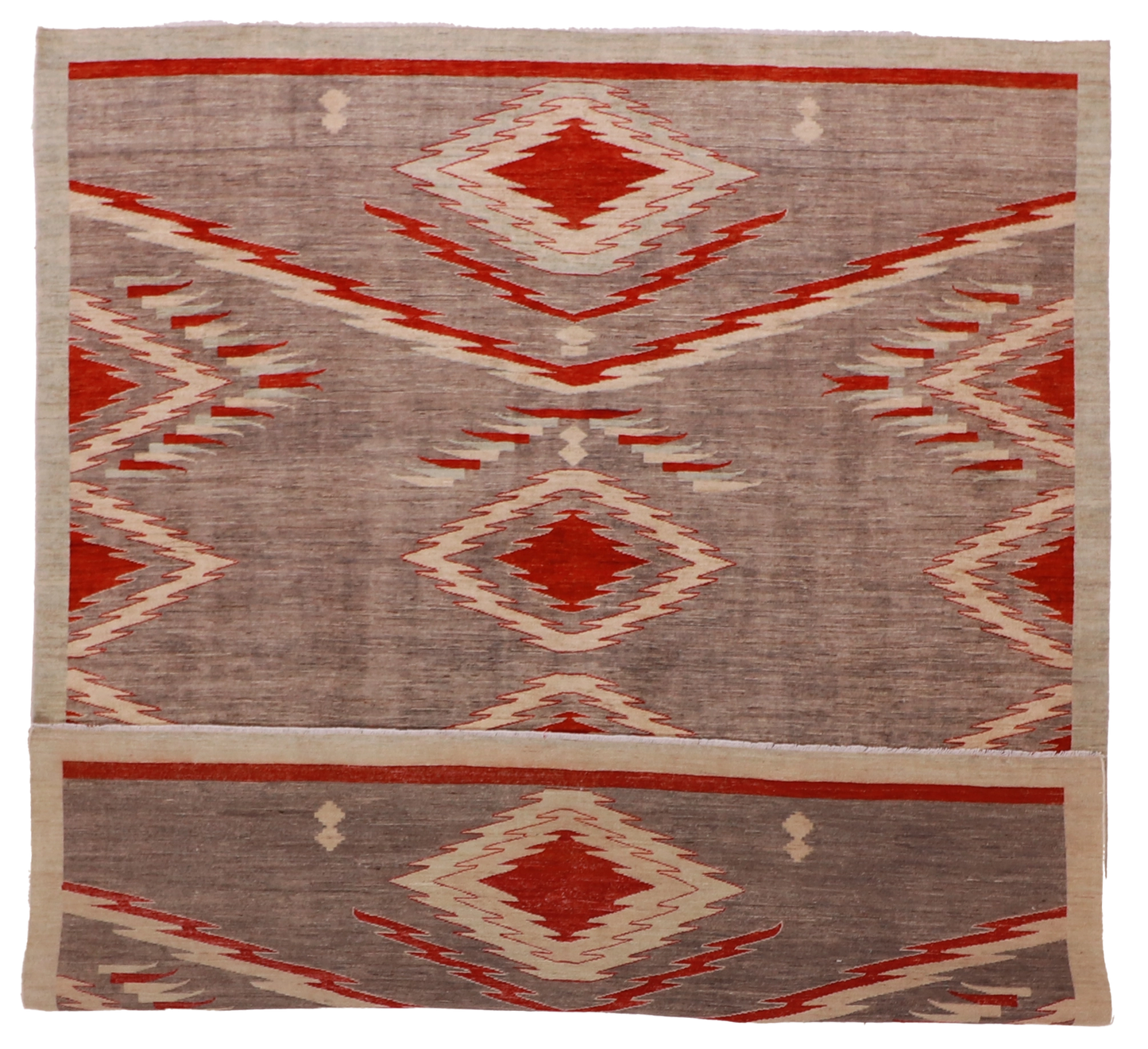 W 8.1 - L 9.6 - Mountain Modern Wool Western Rectangle - Finest Hand-Knotted Quality Wool - 63302