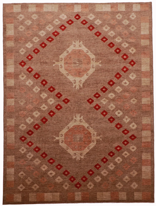 W 8.10 - L 11.9 - Western Wool Mountian Modern Rectangle - Hand Woven Rug - 63304