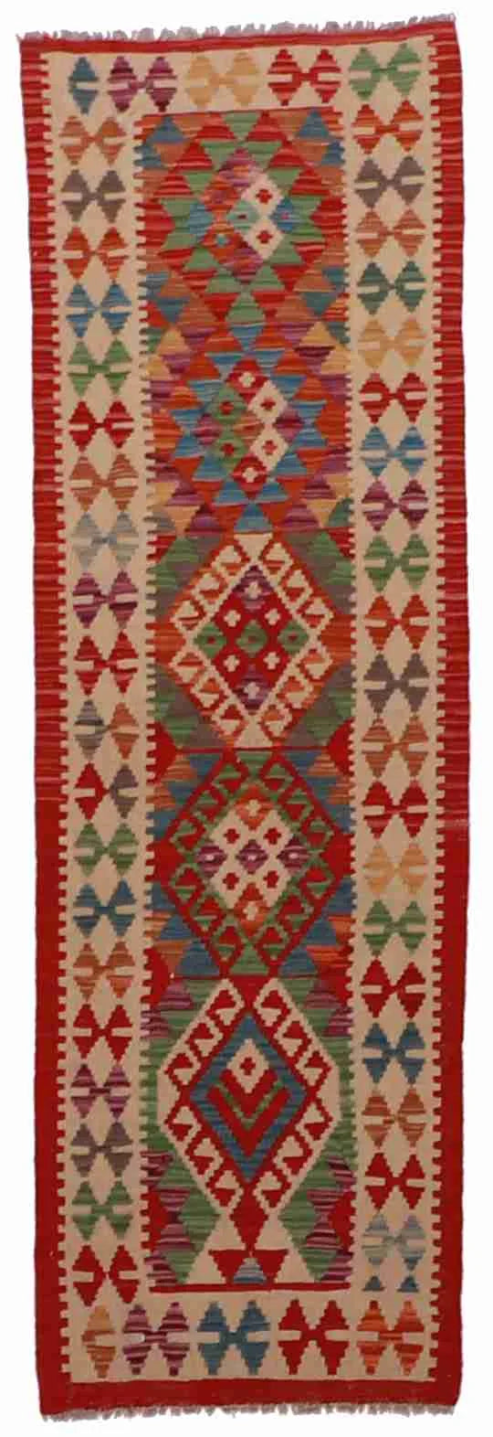 2 x 6.5 - Kilim Fine/Wool Geometric Rectangle - Finest Hand-Made Quality Wool — 63318