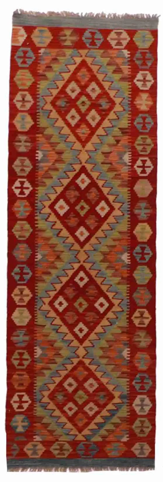 2.2 x 6.7 - Kilim Fine/Wool Geometric Rectangle - Finest Hand-Made Quality Wool — 63325