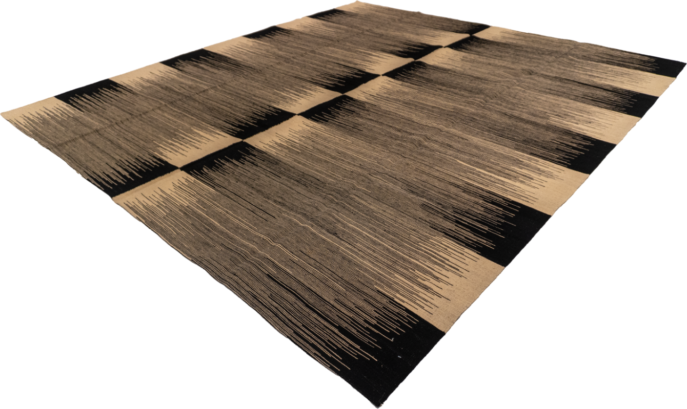 W 8.9 L 9.6 Kilim 100% Wool Hand-Woven Geometric Design - 63328