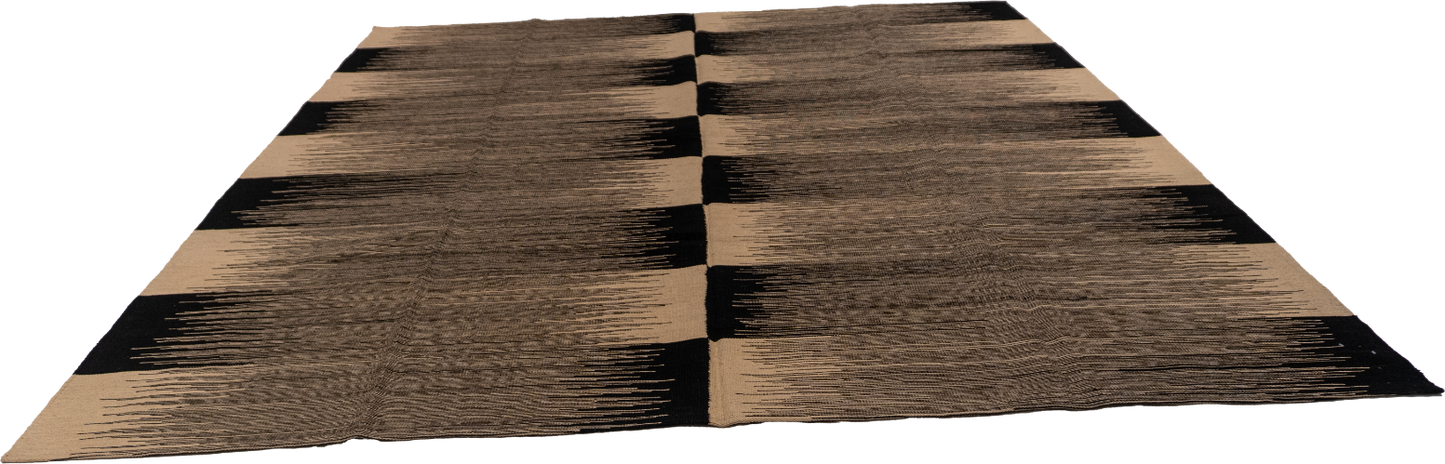 W 8.9 L 9.6 Kilim 100% Wool Hand-Woven Geometric Design - 63328